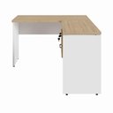 Ver imagem 6 de Mesa de Escritório em L 30mm com Gaveteiro Suspenso e Chave F5 Office Cor:Macadâmia com Branco