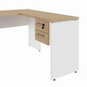 Ver imagem 5 de Mesa de Escritório em L 30mm com Gaveteiro Suspenso e Chave F5 Office Cor:Macadâmia com Branco