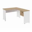 Ver imagem 2 de Mesa de Escritório em L 30mm com Gaveteiro Suspenso e Chave F5 Office Cor:Macadâmia com Branco