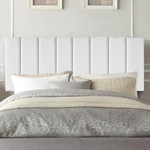 Painel Estofada Líbia 140CM Casal Courino Branco - D A DECOR