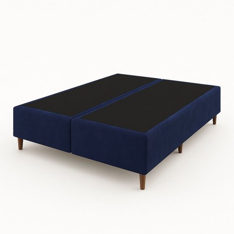 Box Base Blindado Suede - Queen 158x198x38- Novo:azul