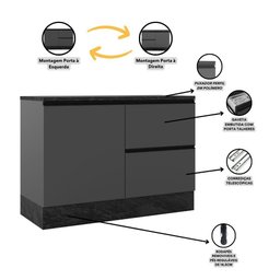 Cozinha Modulada Etna 5 Peças com Tampo 6 Portas Poliman Móveis - 6