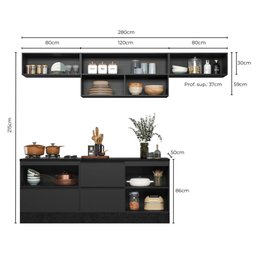 Cozinha Modulada Etna 5 Peças com Tampo 6 Portas Poliman Móveis - 3