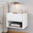 Ver imagem 2 de Conjunto de Mesa Cabeceira Quarto Florença Suspensa 1 Gaveta Branco