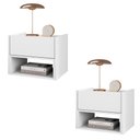 Ver imagem 1 de Conjunto de Mesa Cabeceira Quarto Florença Suspensa 1 Gaveta Branco