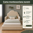 Ver imagem 5 de Cama Infantil Nuvem Montessoriana Unissex Estofada com Colchão Bege