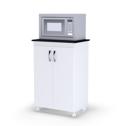 Balcão Microondas Armário Cozinha Multiuso 2 Portas Vitória Branco/preto- Mabe Magazine - 1