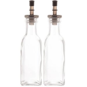 Kit 2 Garrafas para Azeite ou Vinagre de Vidro 200ml com Dosador Lyor Temperar Saladas