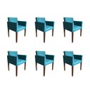 Ver imagem 1 de Kit 6 Poltronas Nina Estilo Retrô Tecido Suede Ideal para Sala de Estar - Azul Turquesa