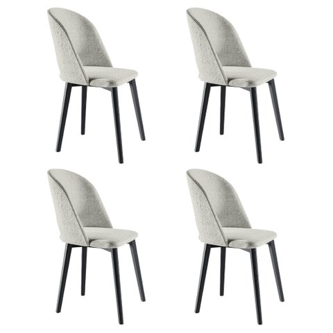 Kit 4 Cadeiras Decorativas Sala de Jantar Madeira Maciça Hadassa Linho Bege/Ébano - Gran Belo
