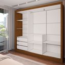 Ver imagem 5 de Guarda-roupa Casal Colie 3 Portas 3 Gavetas com Espelho Cinamomo/off White - Panorama Móveis