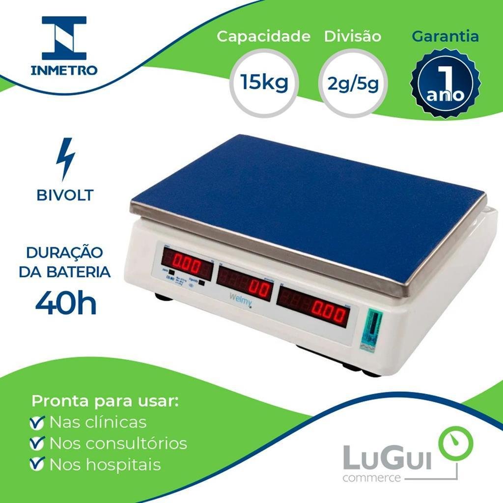 Balança Comercial Digital Dupla Escala 6/15kg 2/5g Bateria - 3