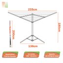 Ver imagem 2 de Varal de Chão Giratório Parabólico Aço Galvanizado 11 Cordas Corda Branca