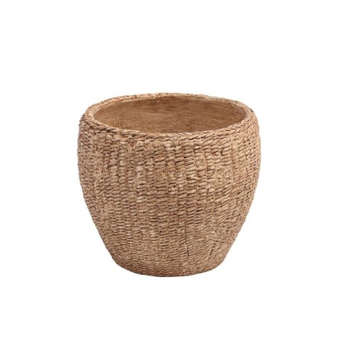 Vaso Decorativo Tramado em Cimento Marrom 15cm Cs0011 Btc