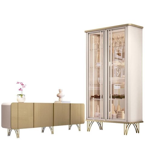 Cristaleira Évora com Buffet Saluti Champanhe Off White - Hb Móveis