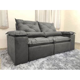Sofá Retrátil e Reclinável 2,00m em Tecido Veludão C/ Pillow Nos Braços Athenas - Montagem Inclusa:c - 2
