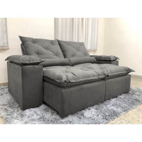 Sofá Retrátil e Reclinável 2,00m em Tecido Veludão C/ Pillow Nos Braços Athenas - Montagem Inclusa:c