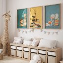 Ver imagem 2 de Kit 3 Quadros Decorativos Infantil - Leitores da Selva NO2 - 30x40 - Moldura Madeira
