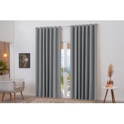 Cortina Blackout Cinza Bloqueia Luz 4,00 X 2,80 24 Ilhóses - 1
