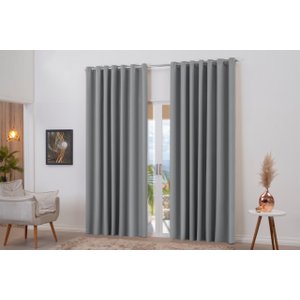 Cortina Blackout Cinza Bloqueia Luz 4,00 X 2,80 24 Ilhóses