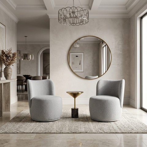 Kit 2 Poltronas Lia Compacta Orgânica Bouclé Moderna Confortável Sala Espera Recepção Consultório Ha