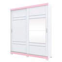 Ver imagem 3 de Guarda Roupa Solteiro com Espelho 2 Portas Verg Flex Branco/rosa Chá - Henn