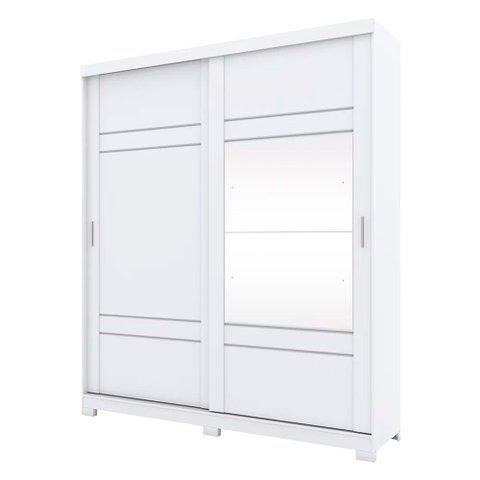 Guarda Roupa Solteiro com Espelho 2 Portas Verg Flex Branco/Rosa Chá - Henn