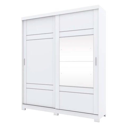 Guarda Roupa Solteiro com Espelho 2 Portas Verg Flex Branco/rosa Chá - Henn