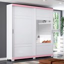 Ver imagem 5 de Guarda Roupa Solteiro com Espelho 2 Portas Verg Flex Branco/rosa Chá - Henn