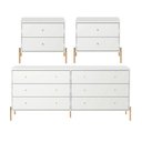 Ver imagem 1 de Conjunto 2 Mesas de Cabeceira e Cômoda 6 Gavetas Jasper - Branco C/ Dourado