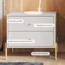 Ver imagem 3 de Conjunto 2 Mesas de Cabeceira e Cômoda 6 Gavetas Jasper - Branco c/ Dourado