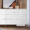 Ver imagem 2 de Conjunto 2 Mesas de Cabeceira e Cômoda 6 Gavetas Jasper - Branco c/ Dourado