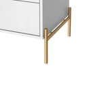 Ver imagem 5 de Conjunto 2 Mesas de Cabeceira e Cômoda 6 Gavetas Jasper - Branco C/ Dourado