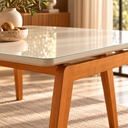 Ver imagem 5 de Mesa de Jantar Neo 160x80 Tampo MDF Base Madeira Maciça:Off White/Vidro