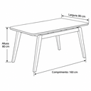 Ver mais imagens de Mesa de Jantar Neo 160x80 Tampo MDF Base Madeira Maciça:Off White/Vidro