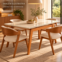Ver imagem 4 de Mesa de Jantar Neo 160x80 Tampo MDF Base Madeira Maciça:Off White/Vidro