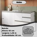 Ver imagem 5 de Balcão para Pia de Cozinha de 1,50 Mt Maceio 3 Portas 3 Gavetas Branco