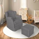 Ver imagem 2 de Poltrona Amamentação com Balanço e Puff Luxo Suede Manuela:Cinza