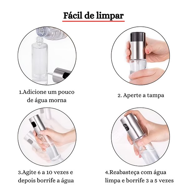 Kit 2 Pulverizador de Óleo Azeite e Vinagre de Aço Inoxidável Spray Culinário Borrifador de 100ml - 3