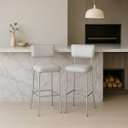 Ver imagem 2 de Conjunto 2 Banquetas Olivia Altura 65cm Bar Cozinha Cromada Assento Grosso Confortável Prata Encosto