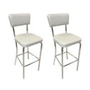 Ver imagem 1 de Conjunto 2 Banquetas Olivia Altura 65cm Bar Cozinha Cromada Assento Grosso Confortável Prata Encosto