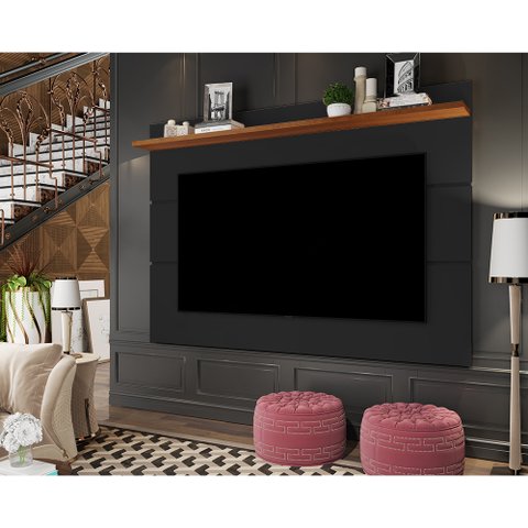 Painel Vivare Decorativo para Sala de Estar Tv 1,80m New Black Freijó