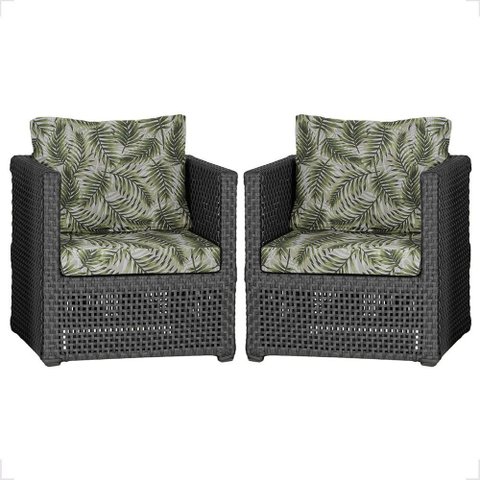 2 Poltronas Madri Alumínio Corda Náutica Estofado 5 Trama Original
