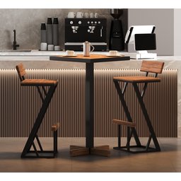 Mesa Bistrô Europa em Madeira Demolição e Estrutura Metálica - Elegância para Ambientes Modernos - 1