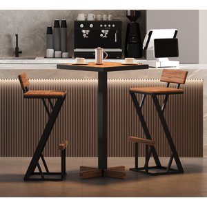 Mesa Bistrô Europa em Madeira Demolição e Estrutura Metálica - Elegância para Ambientes Modernos