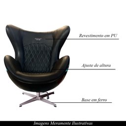 Kit 2 Poltronas Decorativas Egg Chair AMG One Cinza/Preto - Gran Belo - 4