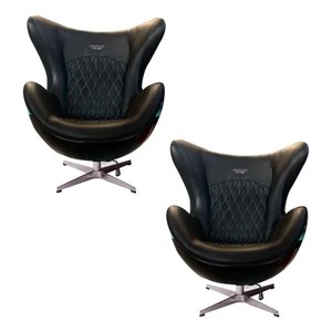 Kit 2 Poltronas Decorativas Egg Chair AMG One Cinza/Preto - Gran Belo