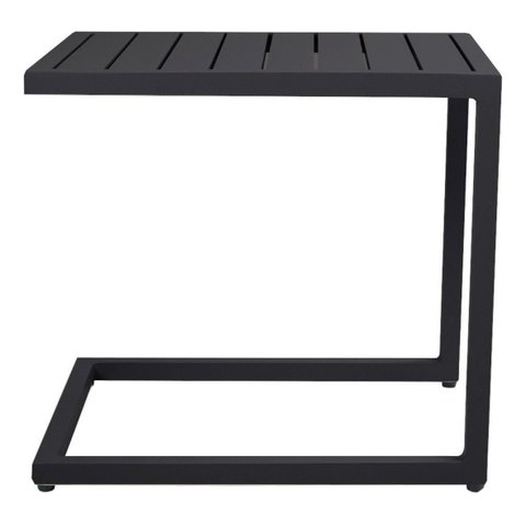 Mesa de Canto Lateral Bella Ripada em Aluminio Preto