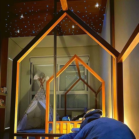 Fibra Otica Luminaria Led Teto Estrelas Quarto Bebê 100 Mix