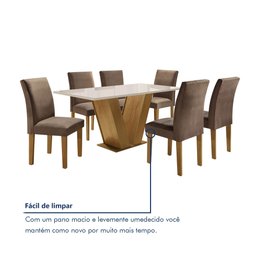 Conjunto Sala de Jantar Mesa Tampo de Vidro 6 Cadeiras Espanha Yescasa - 8